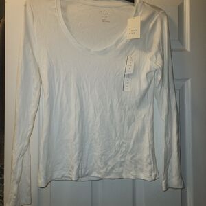 A New Day Women's White Long Sleeve Top